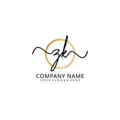 ZK initial Handwriting logo vector template