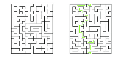 15x20 rectangle maze with solution
