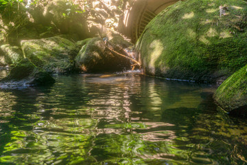 landscape, water green, water, sun light, waterfall, wild ,lake, view,