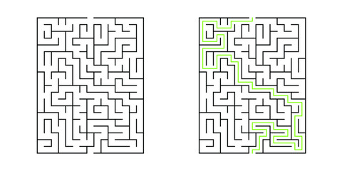 15x20 rectangle maze with solution