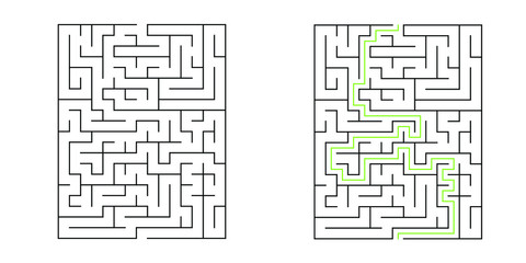 15x20 rectangle maze with solution