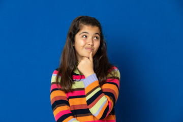 Preteen girl with striped jersey