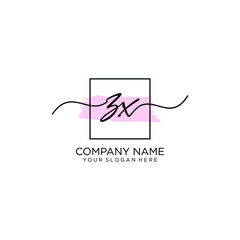 ZX initial Handwriting logo vector templates