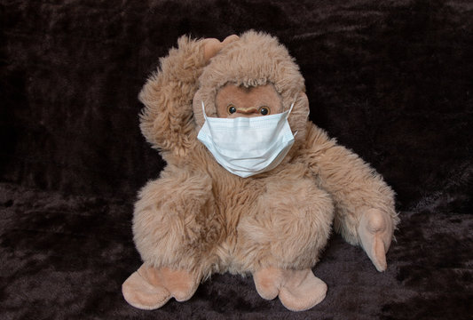 Soft Toy Monkey In A Medical Mask 