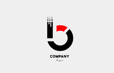 black red B alphabet letter logo icon design for business and company