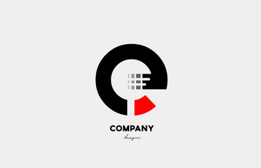 black red E alphabet letter logo icon design for business and company