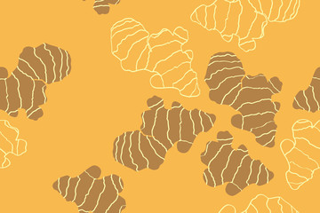 Seamless pattern of ginger root spice. Vector illustration