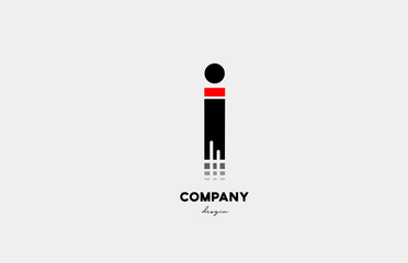 black red I alphabet letter logo icon design for business and company