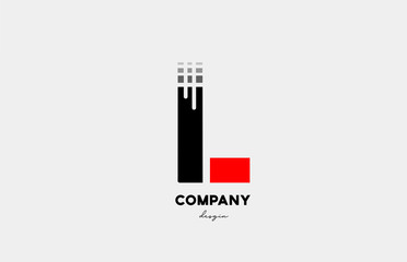 black red L alphabet letter logo icon design for business and company
