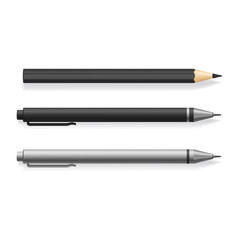 Realistic 3d Detailed Mockup Business Pen and Pencil Set. Vector