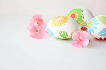 Easter still life. Congratulatory easter background.