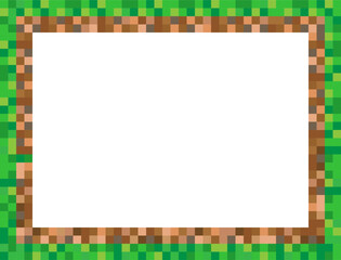 Abstract square pixel mosaic background illustration. Grass and ground wallpaper. Vector. Border. Frame. Background. © Veaceslav