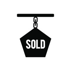 Sold icon. Real Estate symbol. Icon status information label has been sold