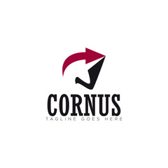 Fototapeta premium cornus logo, abstract unicorn and arrow vector