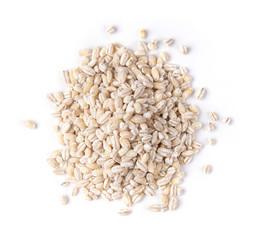 grain barley on a white background. top view