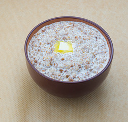 buckwheat porridge with butter and milk
