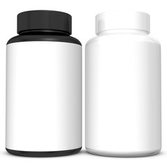 Realistic 3D Bottle Mock Up Template on White Background.3D Rendering,3D Illustration.Copy Space