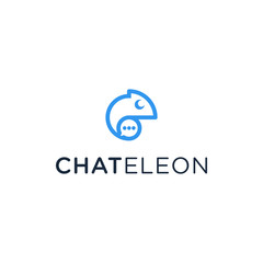 Fototapeta premium Unique and smart logo, a combination of chameleon symbols and chat