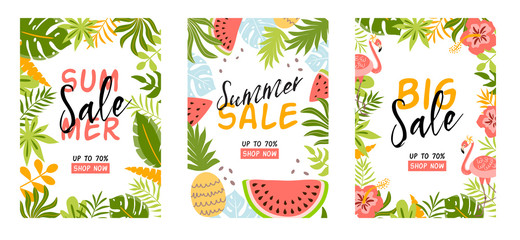 Summer sale banner set Tropical summer background sale template Special offer for social network stories collection © Tani Kuzminka