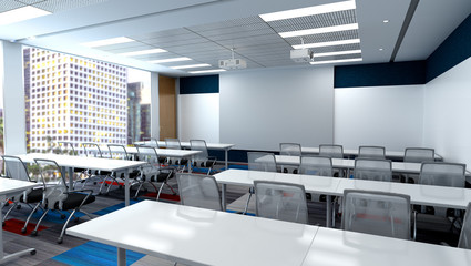 modern empty classroom in school 3d render image
