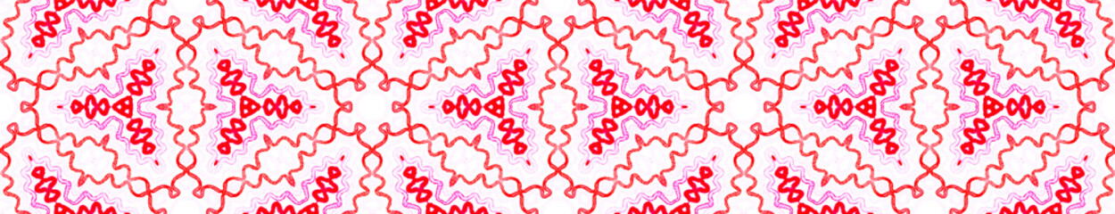 Pink red Seamless Border Scroll. Geometric Waterco