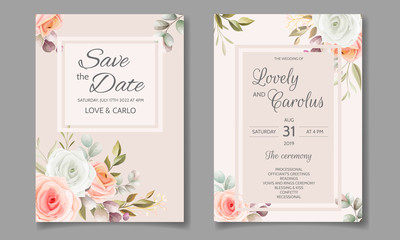 Elegant wedding invitation with floral frame