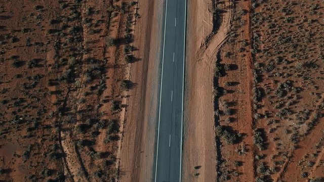 Flying over an outback Australian road