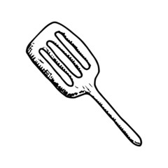 spatula kitchen sketch isolated on white background vector