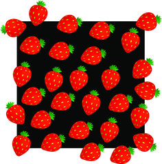 strawberry pattern texture illustration black background