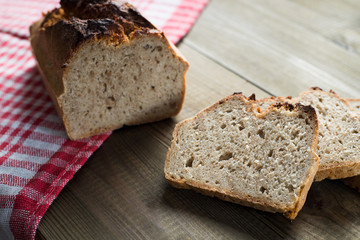Tasty homemade bread. 
Sourdough bread.