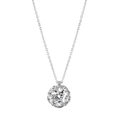 White gold pendant in the shape of a star on a chain with diamonds isolated on a white background