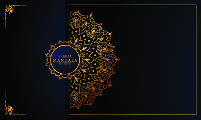 Luxury mandala background with golden arabesque pattern arabic islamic east style for Wedding card, book cover.

