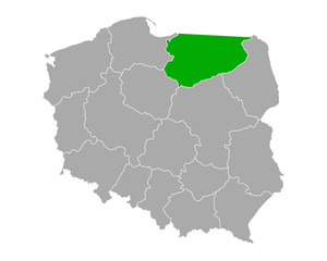 Karte von Warminsko-mazurskie in Polen