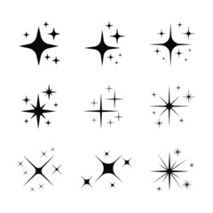 Fototapeta premium black silhouettes of twinkling stars icons set