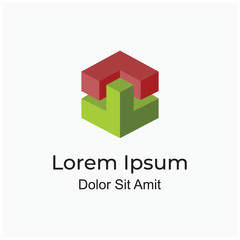 abstract isometric cube or hexagon sign logo concept for property company or architecture brand 