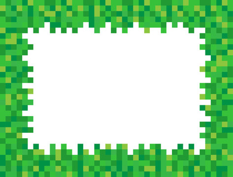 Abstract square pixel mosaic background illustration. Grass and ground wallpaper. Vector. Border. Frame. Background.