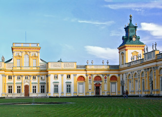 Baroque palace Wilanow in Warsaw. Tourist place in capital of Poland.