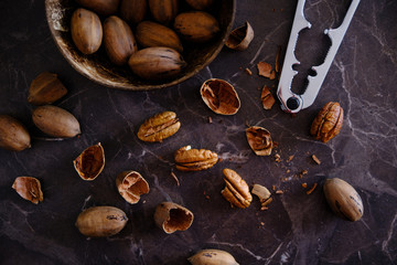 Fresh Pecan Nuts with husks