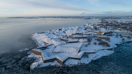 Winter view of Suomenlinna fortress in Helsinki, Finland