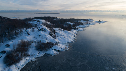 Winter view of Helsinki Finland.