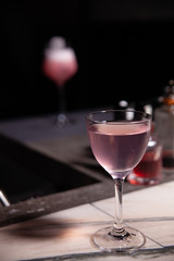 wine glass on bar counter