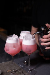 bartender whips a cocktail in a restaurant