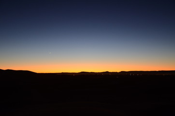 Merzouga is a small Moroccan town in the Sahara Desert, near the Algerian border. 