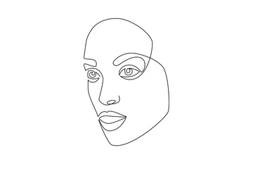 Abstract drawing of a girl's face in one line. Portrait in a minimalistic style.
