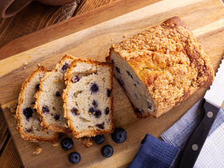 Sliced Loaf of Blueberry Streusel Bread