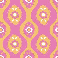 Bright 60s retro vector repeat. Perfect for home, kids, stationary, wrapping, scrapbooking.
