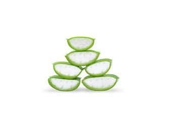 Aloe vera sliced isolated on white background with clipping path