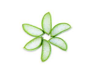 Aloe vera sliced isolated on white background with clipping path
