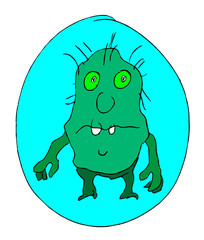 Some kind of strange, kind, and not an evil monster or a ghost. Fictional painted cartoon character. 