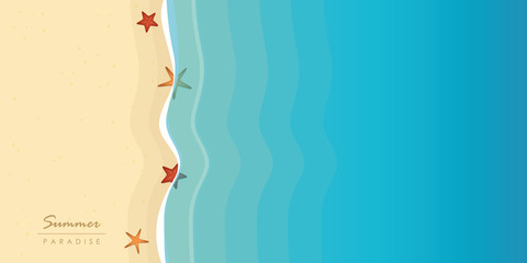 Naklejka premium starfish on summer holiday beach with water background vector illustration EPS10